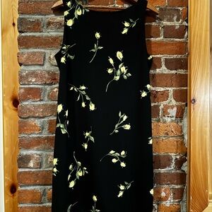 90s Floral Black Mini Dress